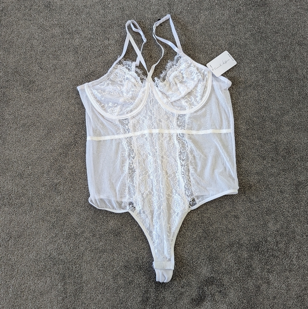 White Lace Sexy Teddy Mesh Bodysuit Women's 3X NEW NWT